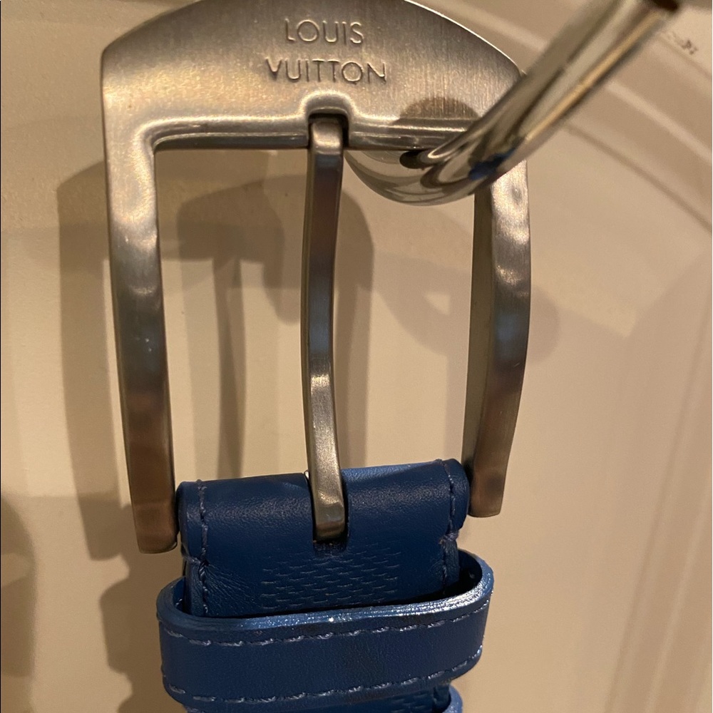 Louis Vuitton Blue Damier Leather Belt
